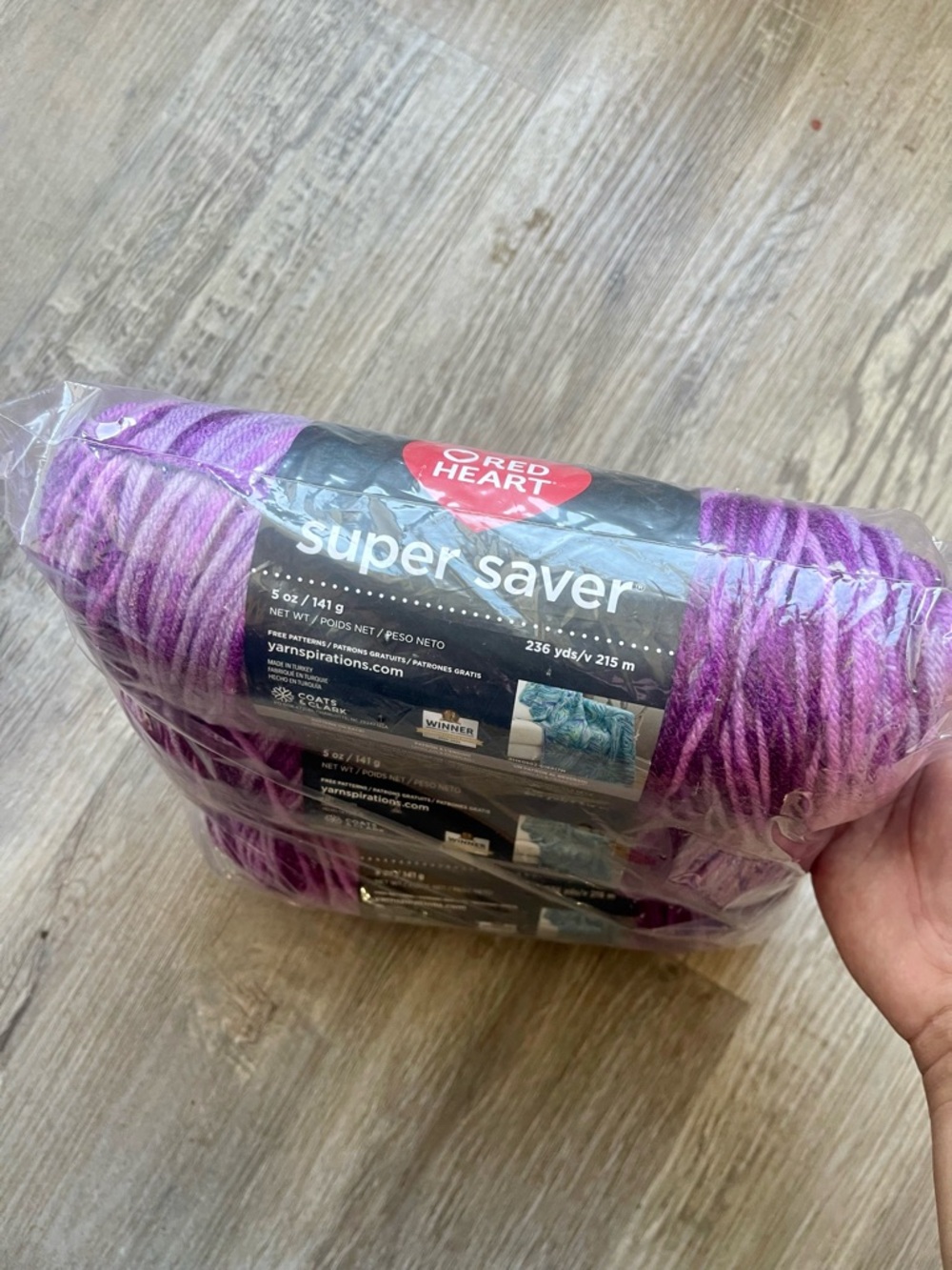 Red Heart Super Saver Variegated Purple Yarn - 3 Pack - Picture 2 of 2